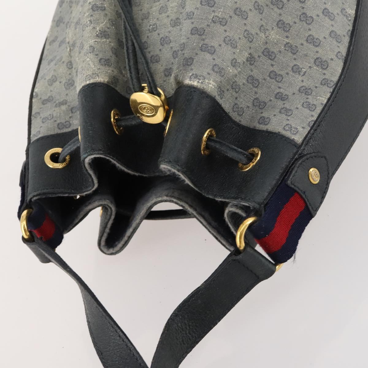 GUCCI Micro GG Supreme Sherry Line Bag PVC Navy Gold 164 02 034 Auth th6606