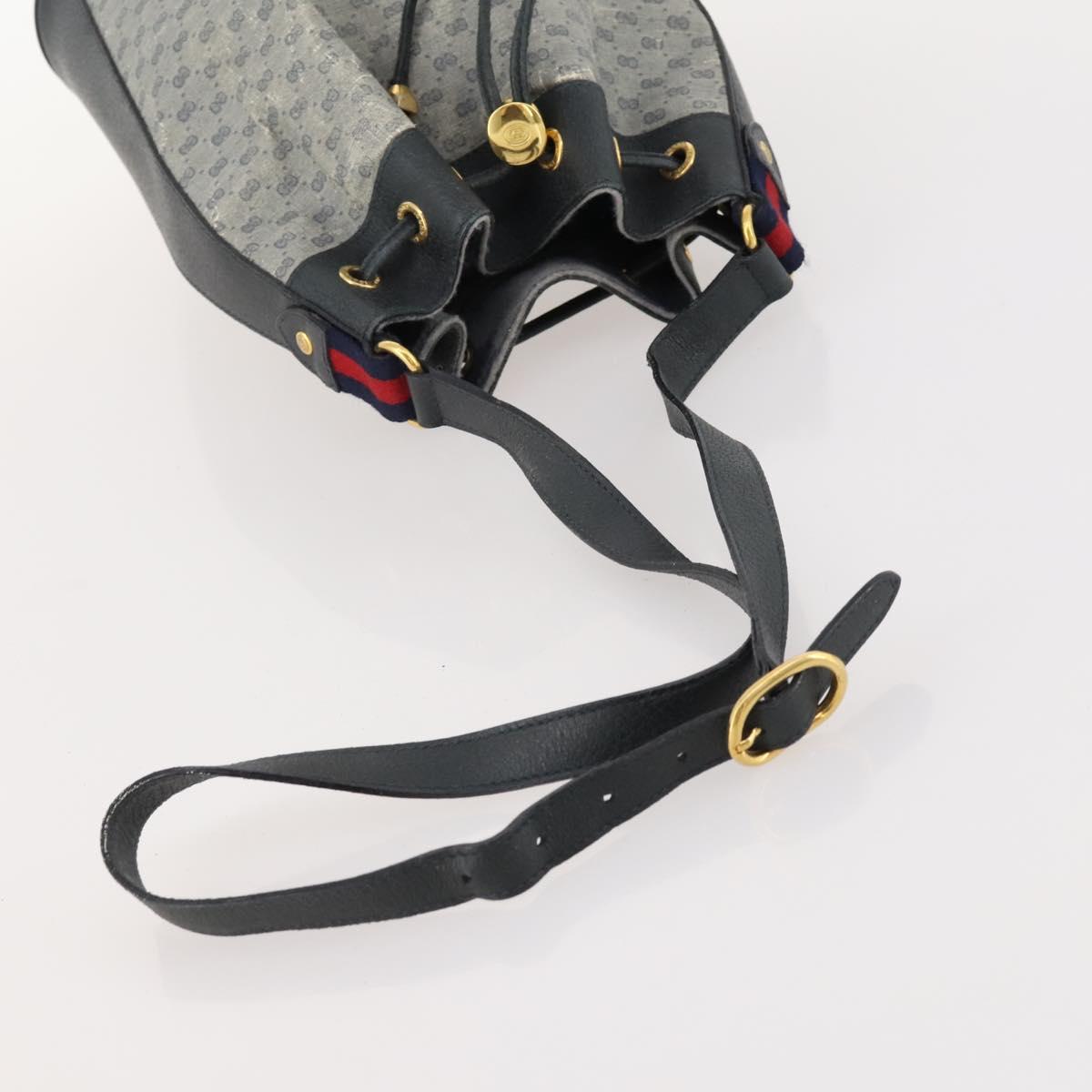 GUCCI Micro GG Supreme Sherry Line Bag PVC Navy Gold 164 02 034 Auth th6606