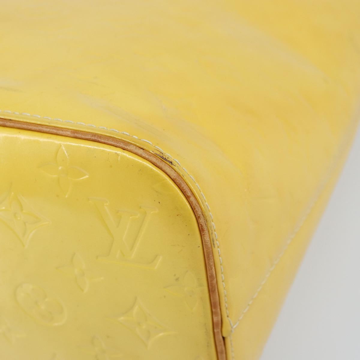 LOUIS VUITTON Monogram Vernis Houston Hand Bag Lime Yellow M91055 LV Auth th6608
