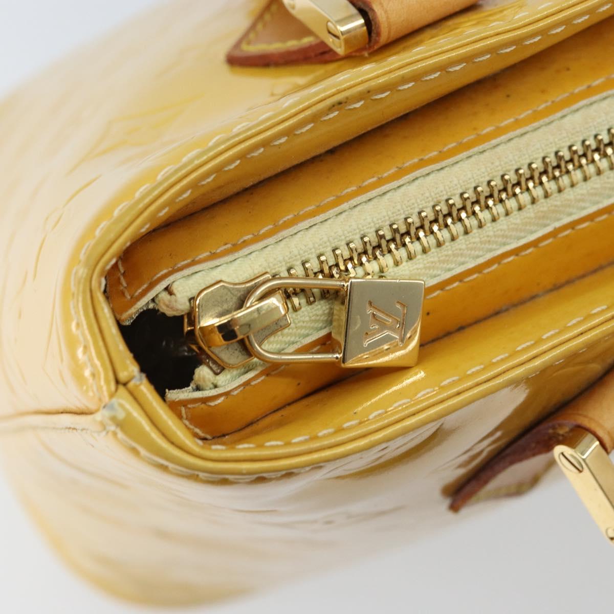 LOUIS VUITTON Monogram Vernis Houston Hand Bag Lime Yellow M91055 LV Auth th6608