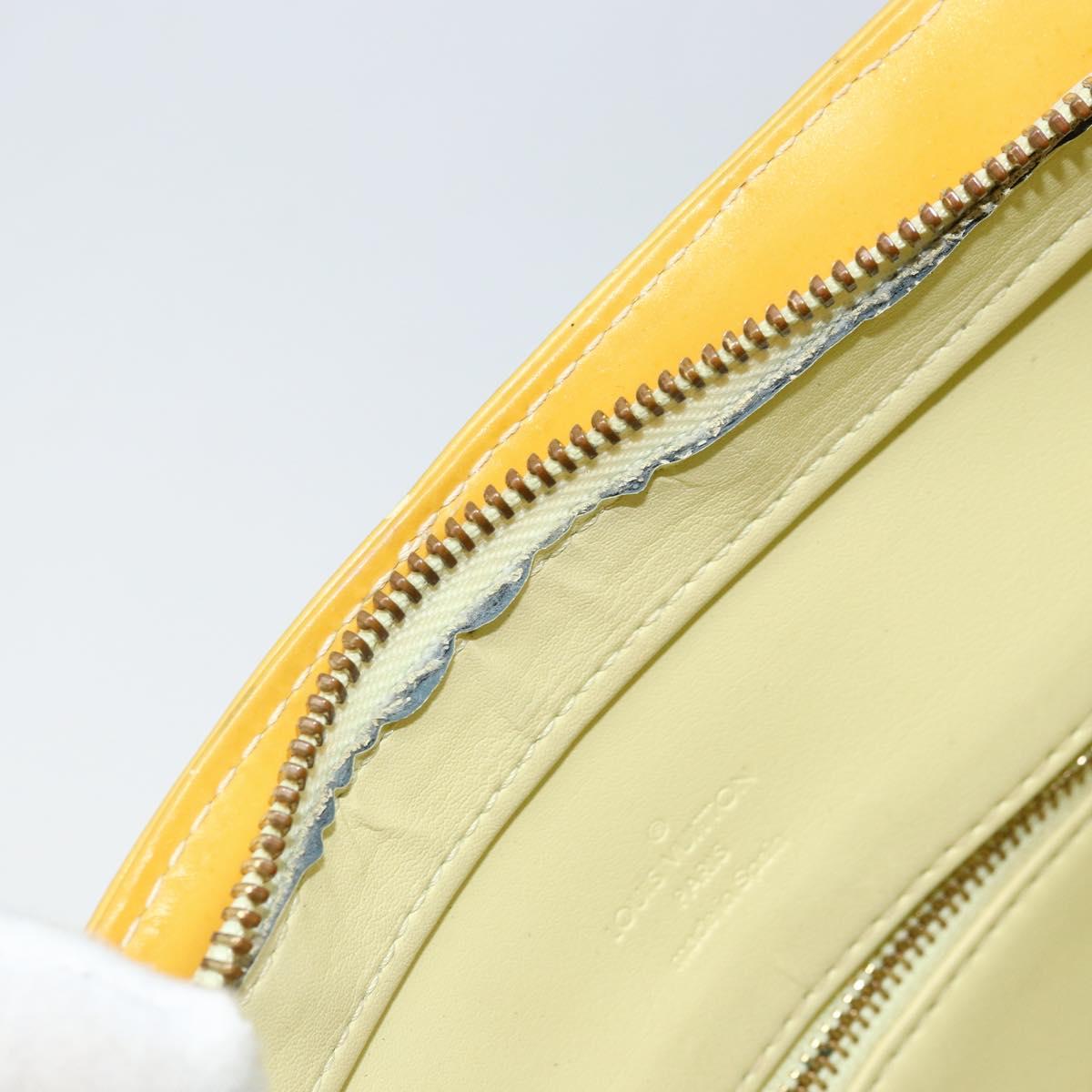 LOUIS VUITTON Monogram Vernis Houston Hand Bag Lime Yellow M91055 LV Auth th6608