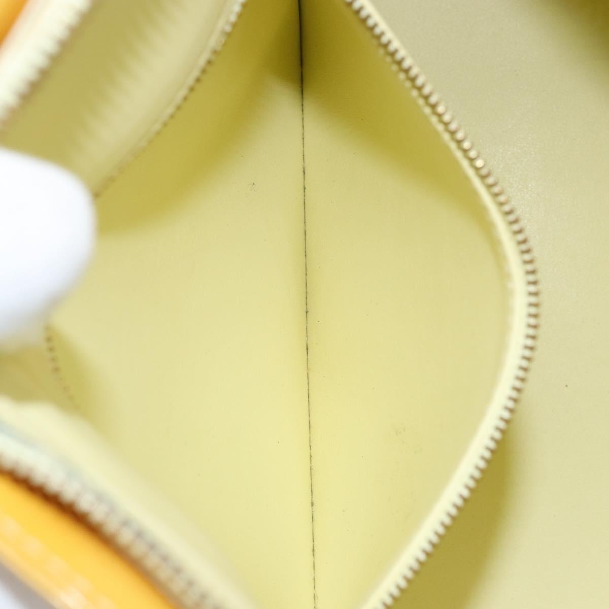 LOUIS VUITTON Monogram Vernis Houston Hand Bag Lime Yellow M91055 LV Auth th6608