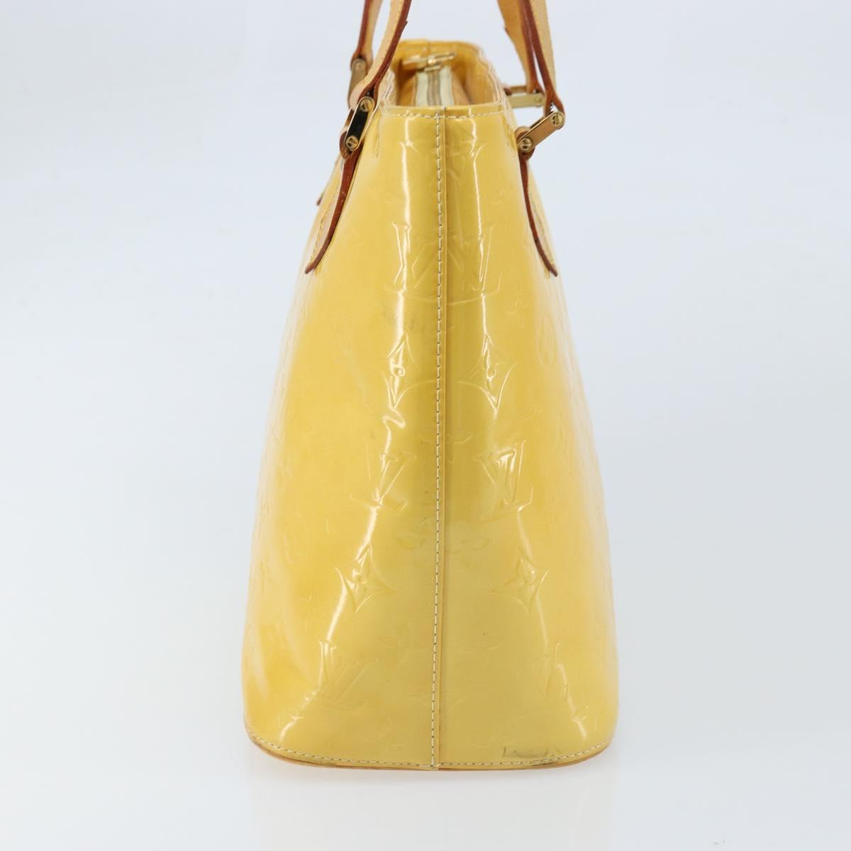 LOUIS VUITTON Monogram Vernis Houston Hand Bag Lime Yellow M91055 LV Auth th6608