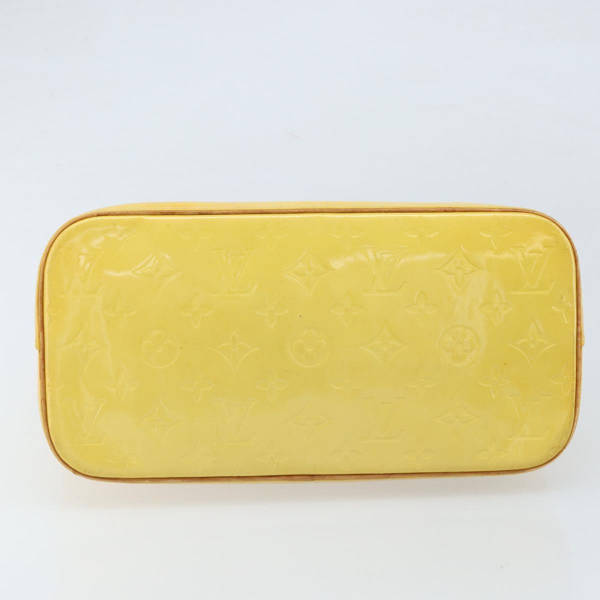 LOUIS VUITTON Monogram Vernis Houston Hand Bag Lime Yellow M91055 LV Auth th6608