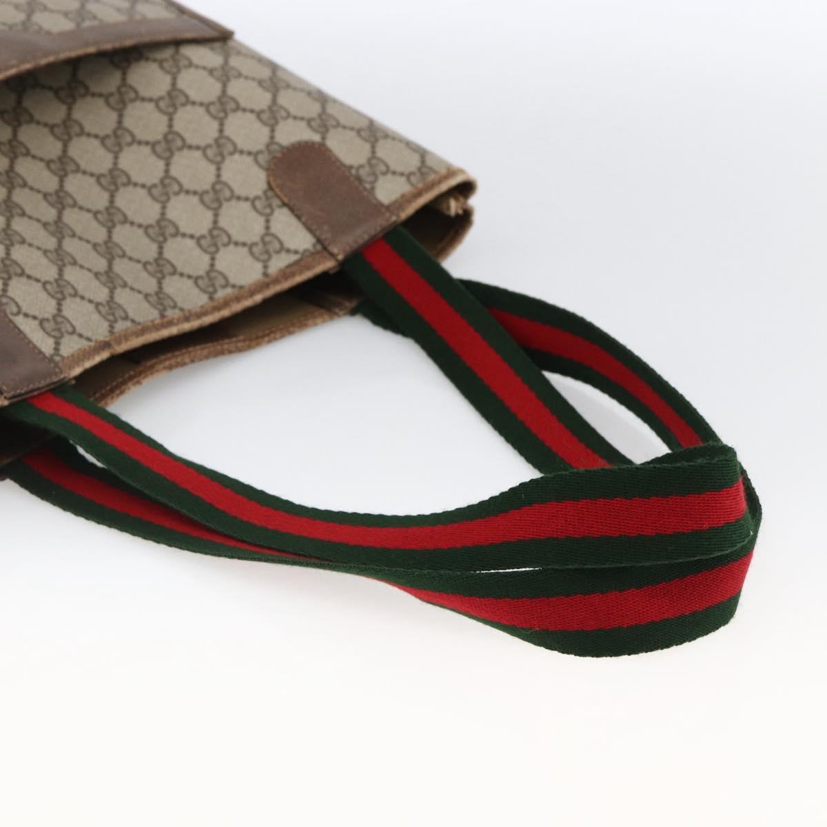 GUCCI GG Supreme Web Sherry Line Tote Bag PVC Beige Gold 39 02 003 Auth th6613