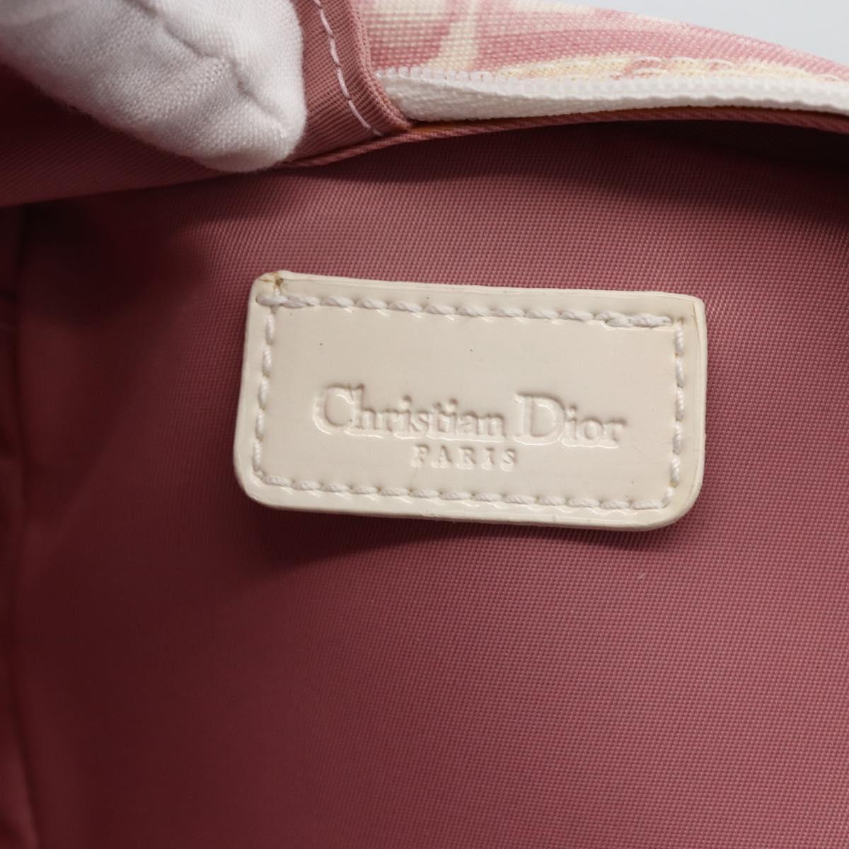 Christian Dior Trotter Canvas Pouch PVC Pink Silver Auth th6638