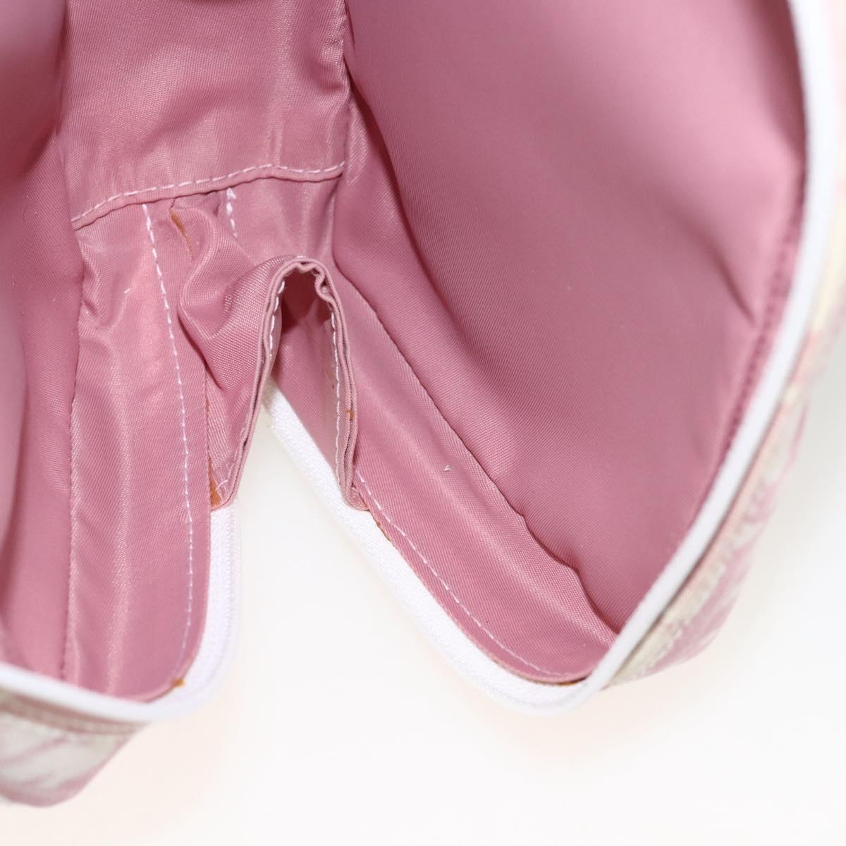 Christian Dior Trotter Canvas Pouch PVC Pink Silver Auth th6638