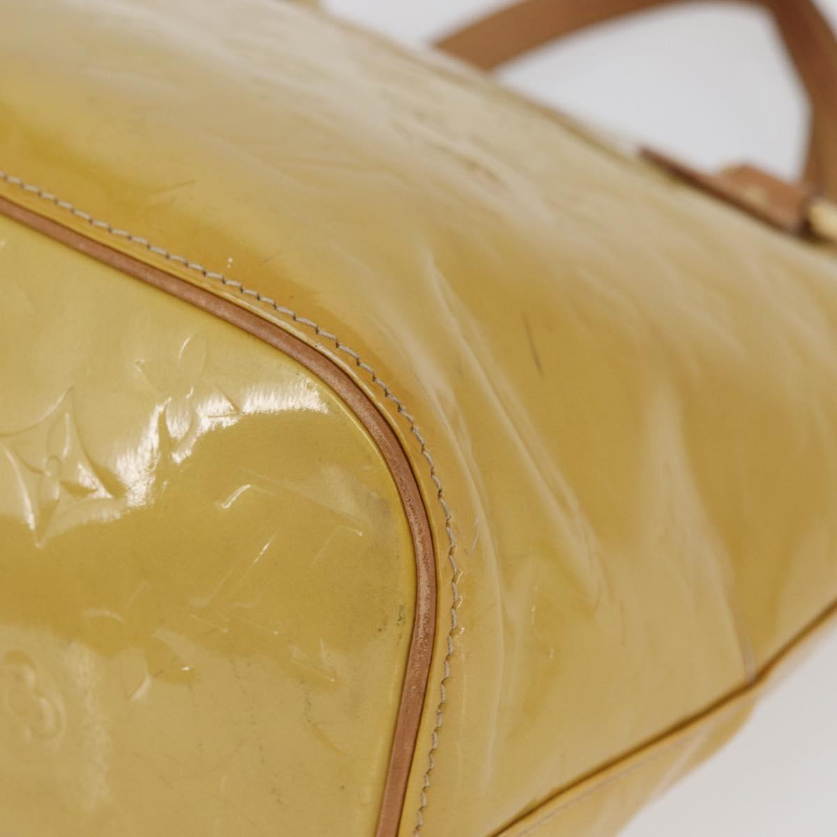 LOUIS VUITTON Monogram Vernis Houston Hand Bag Beige M91004 LV Auth th6657