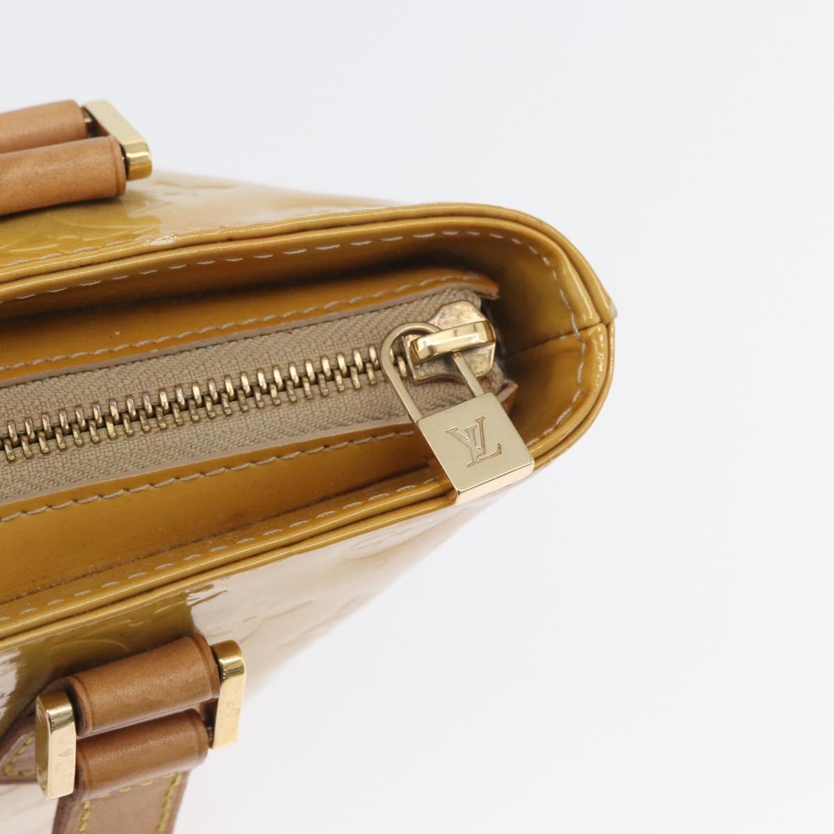 LOUIS VUITTON Monogram Vernis Houston Hand Bag Beige M91004 LV Auth th6657