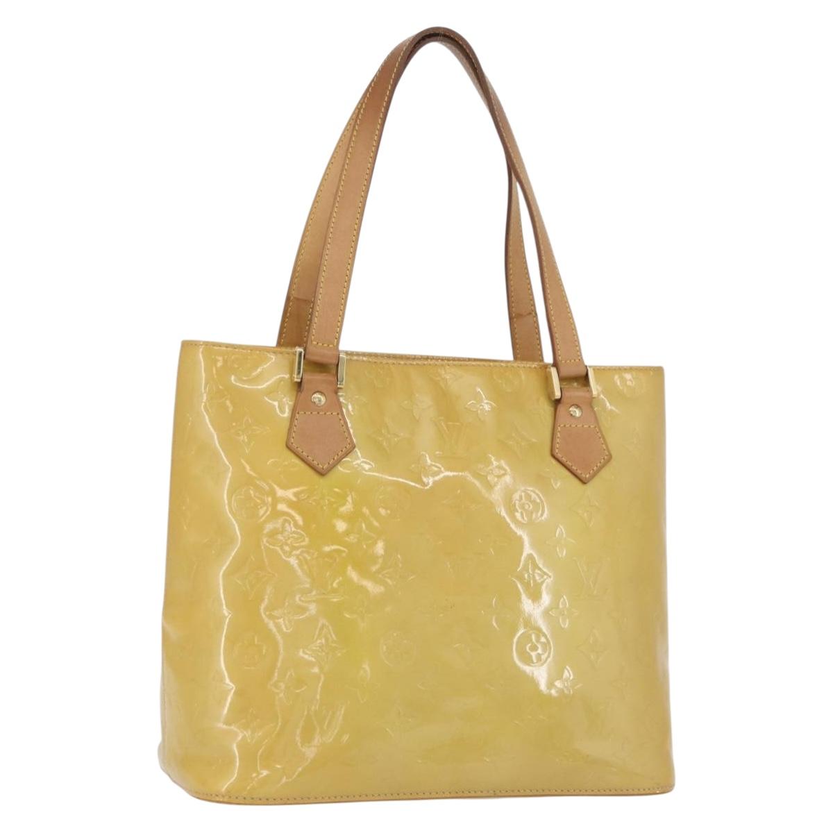 LOUIS VUITTON Monogram Vernis Houston Hand Bag Beige M91004 LV Auth th6657
