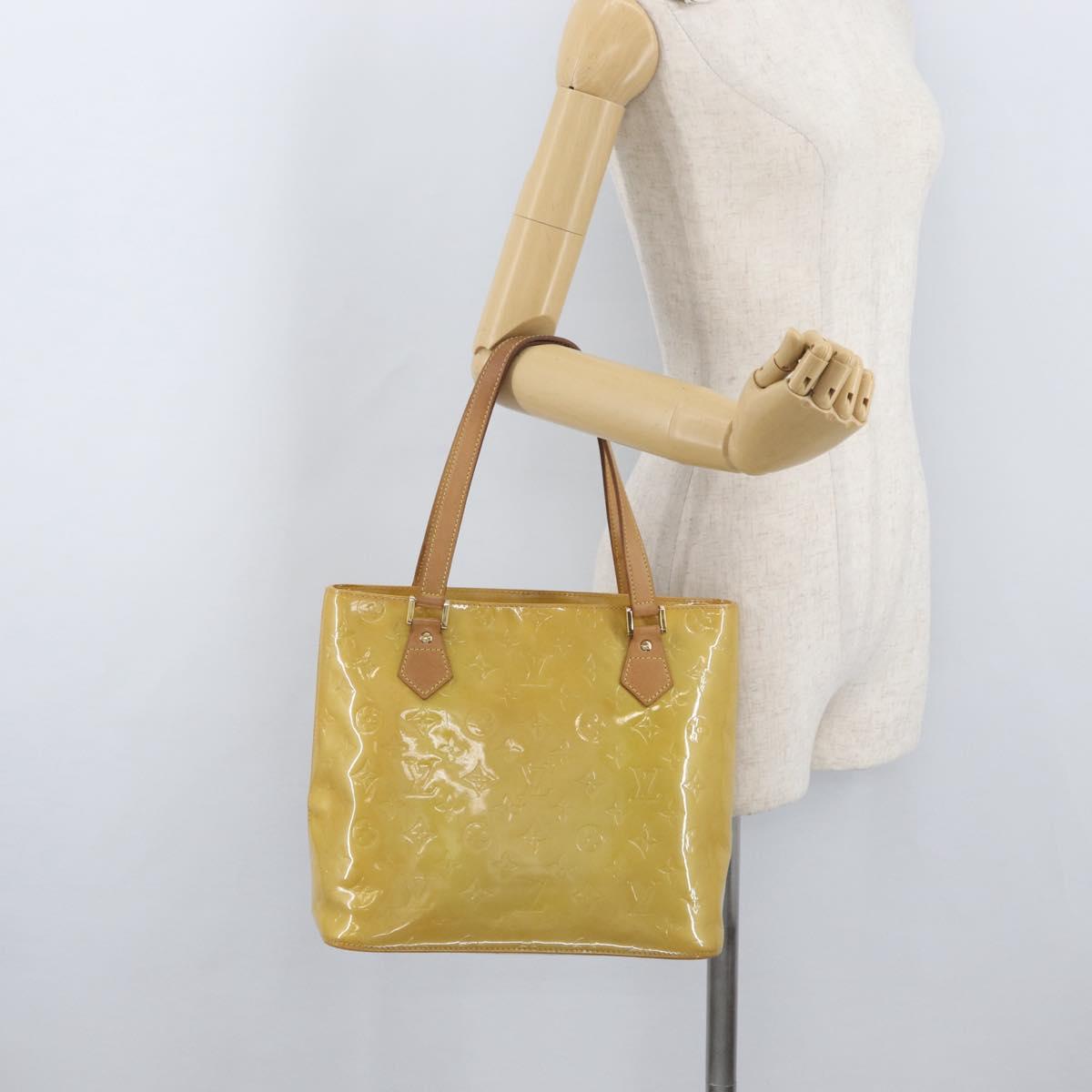 LOUIS VUITTON Monogram Vernis Houston Hand Bag Beige M91004 LV Auth th6657