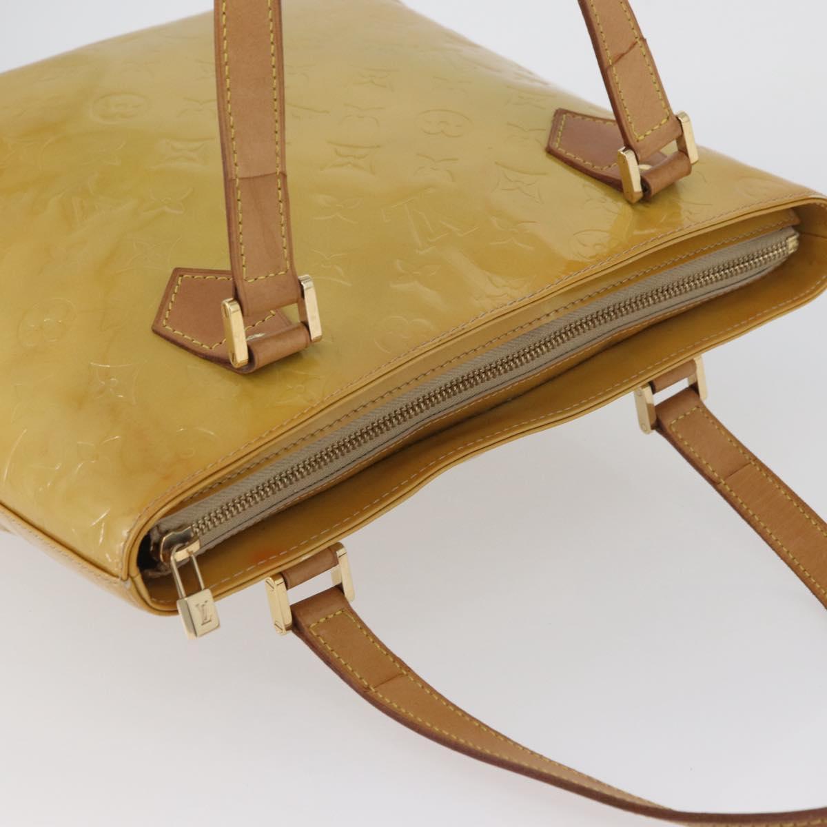 LOUIS VUITTON Monogram Vernis Houston Hand Bag Beige M91004 LV Auth th6657