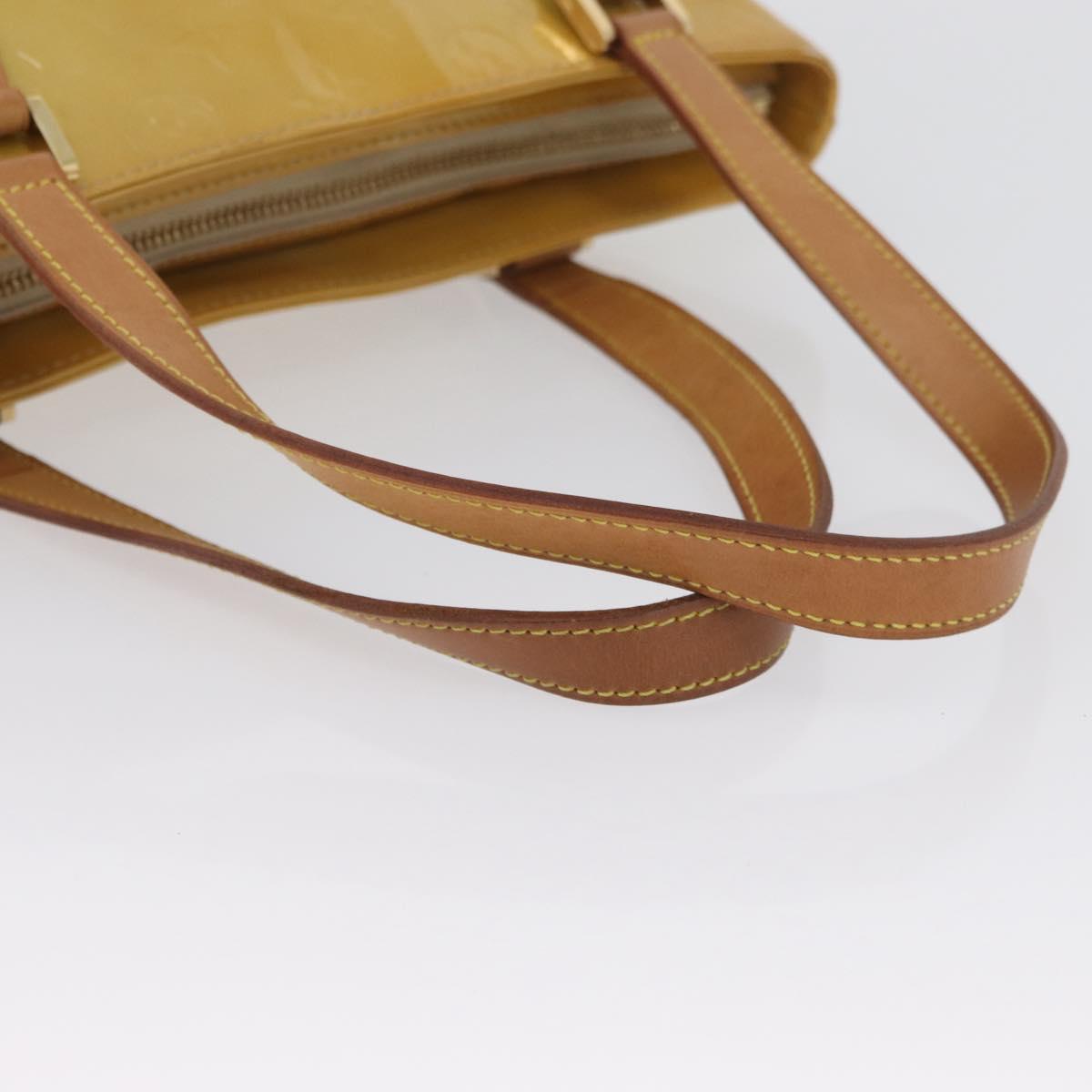 LOUIS VUITTON Monogram Vernis Houston Hand Bag Beige M91004 LV Auth th6657