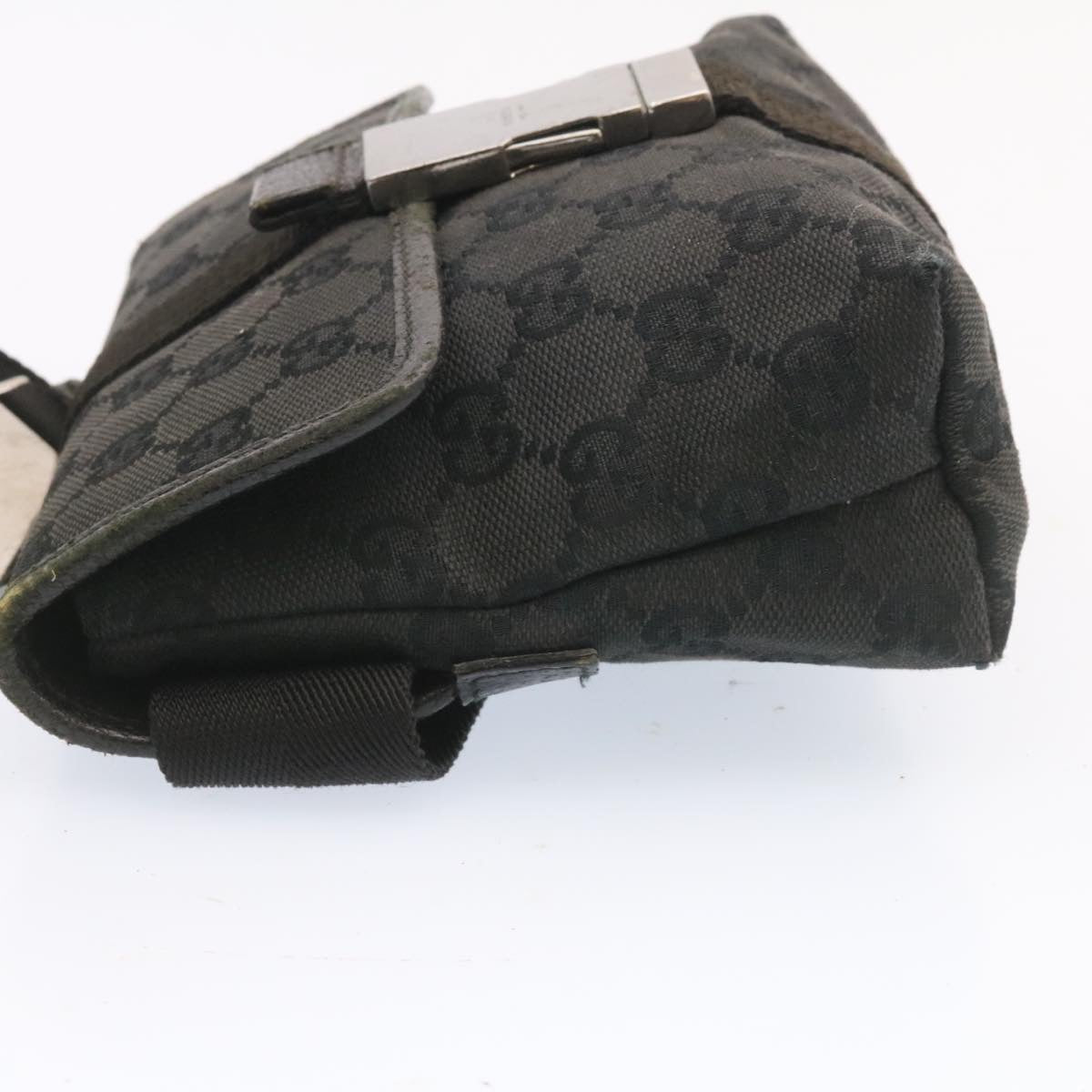 GUCCI GG Canvas Waist Bag Pouch Black Auth am1341s