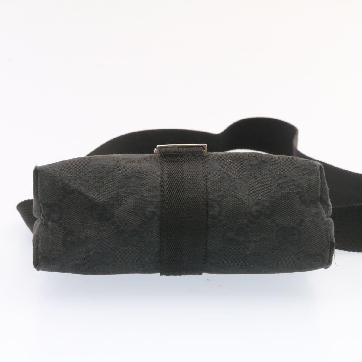 GUCCI GG Canvas Waist Bag Pouch Black Auth am1341s