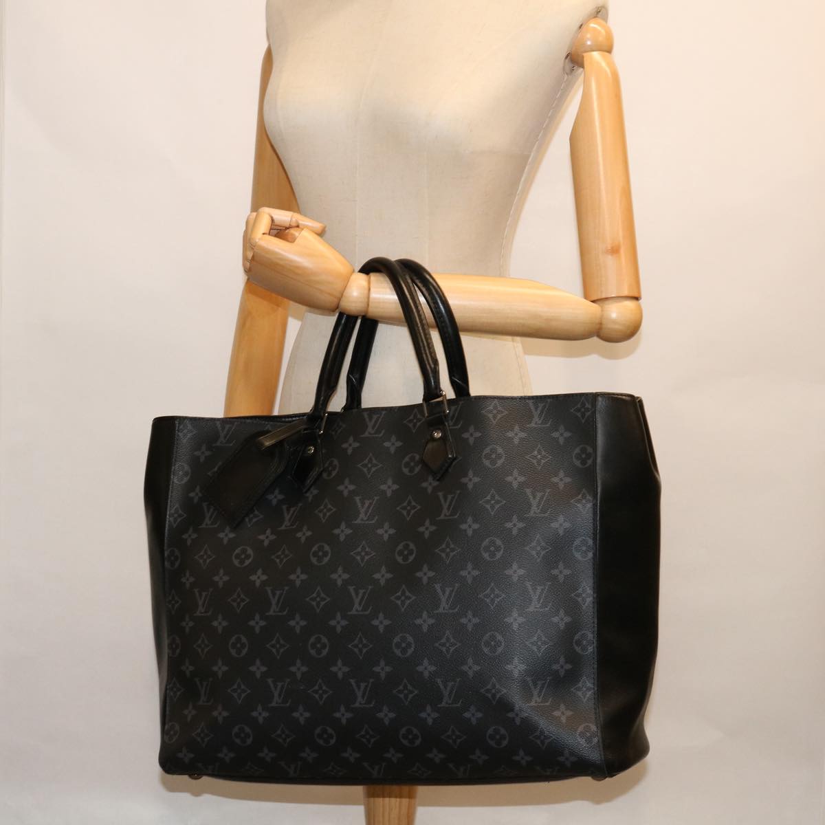 LOUIS VUITTON Monogram Eclipse Grand Sac Hand Bag M44733 LV Auth tb1030