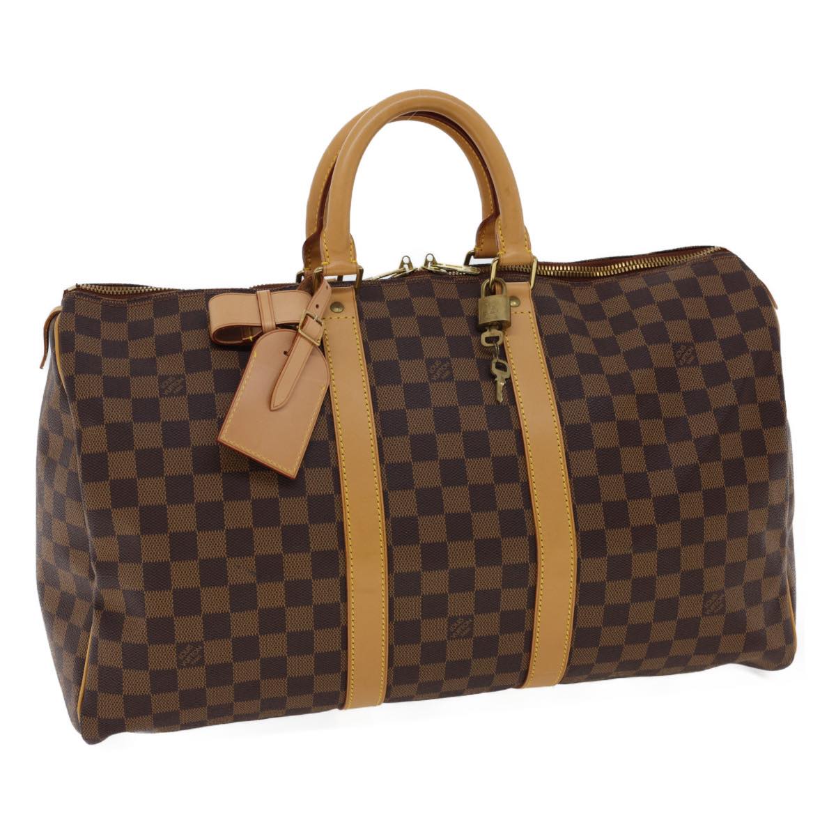 LOUIS VUITTON Damier Ebene Keepall 45 Boston Bag LV Auth 26495A