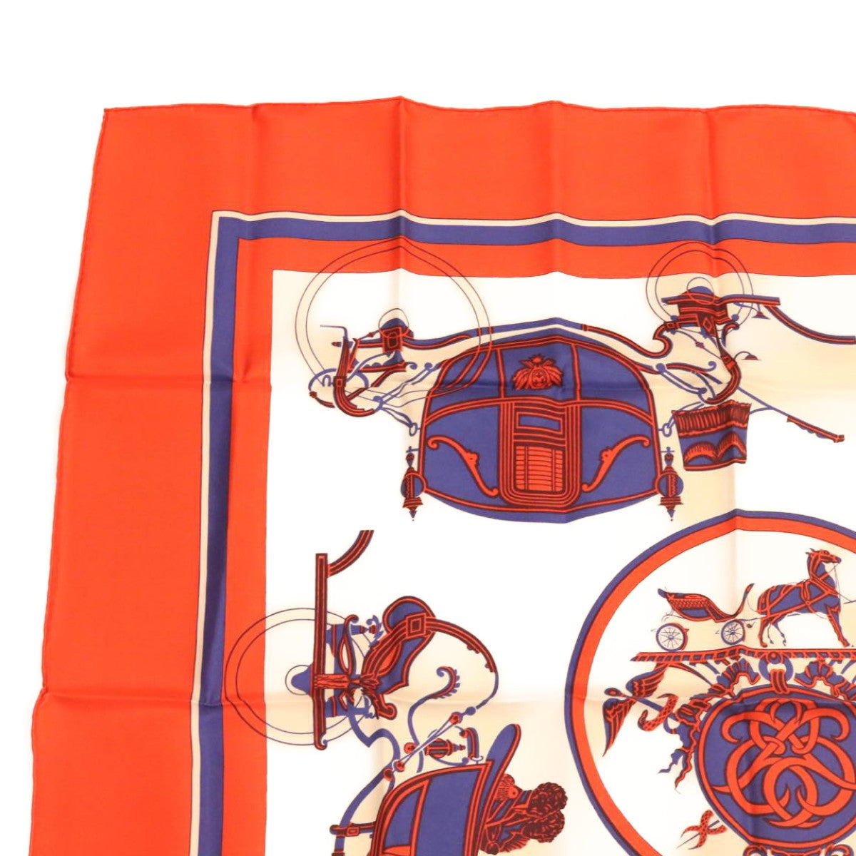 HERMES Scarf Silk Red Blue Auth am705s