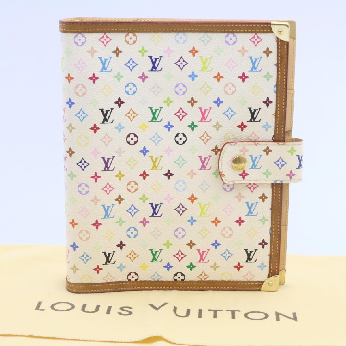 LOUIS VUITTON Multicolor Agenda GM Day Planner Cover White R20894 LV am701sA