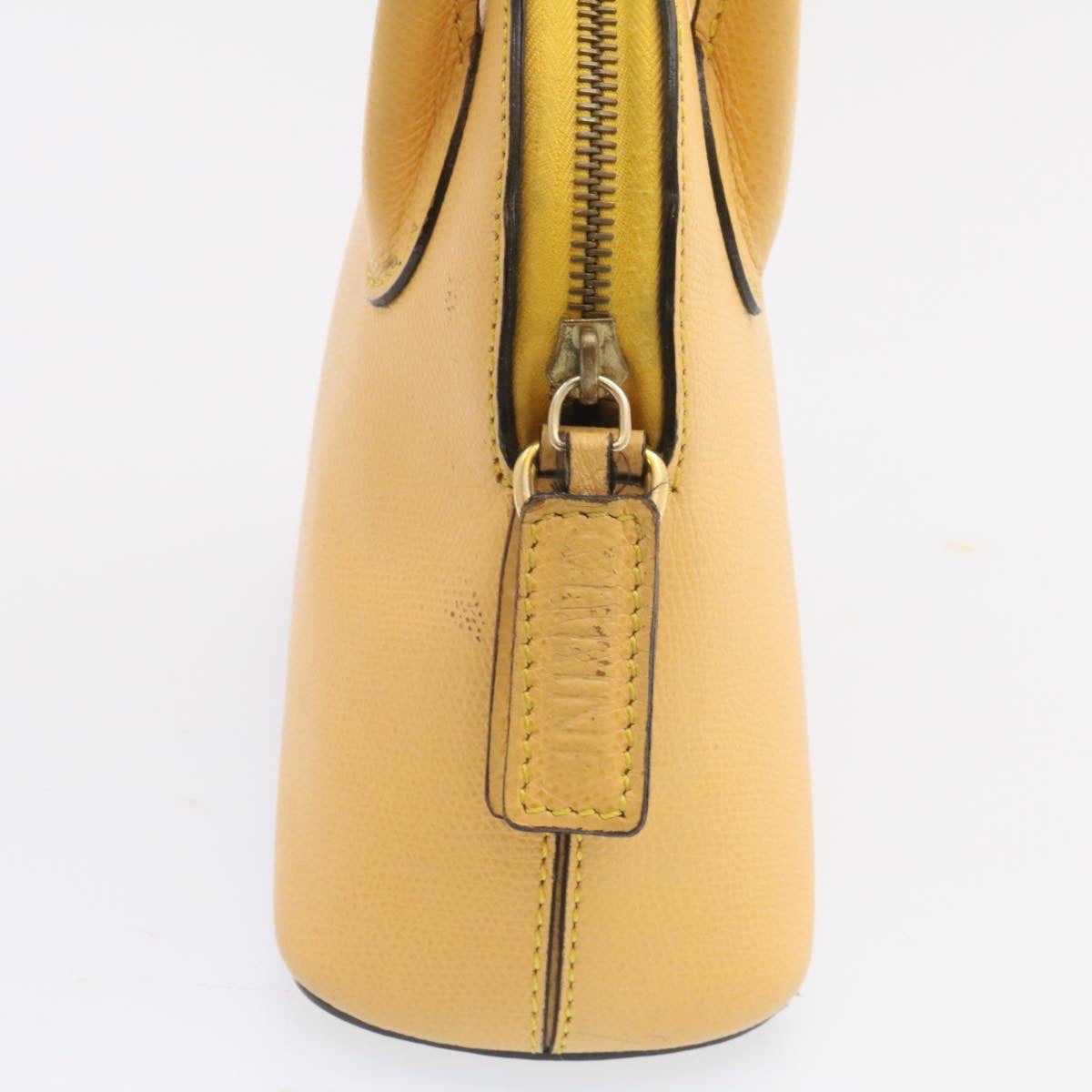 CELINE 2Way Hand Bag Shoulder Bag Caviar Skin Yellow Auth am1494s