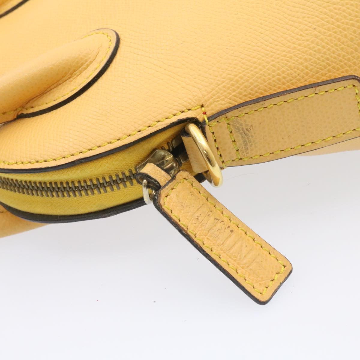 CELINE 2Way Hand Bag Shoulder Bag Caviar Skin Yellow Auth am1494s