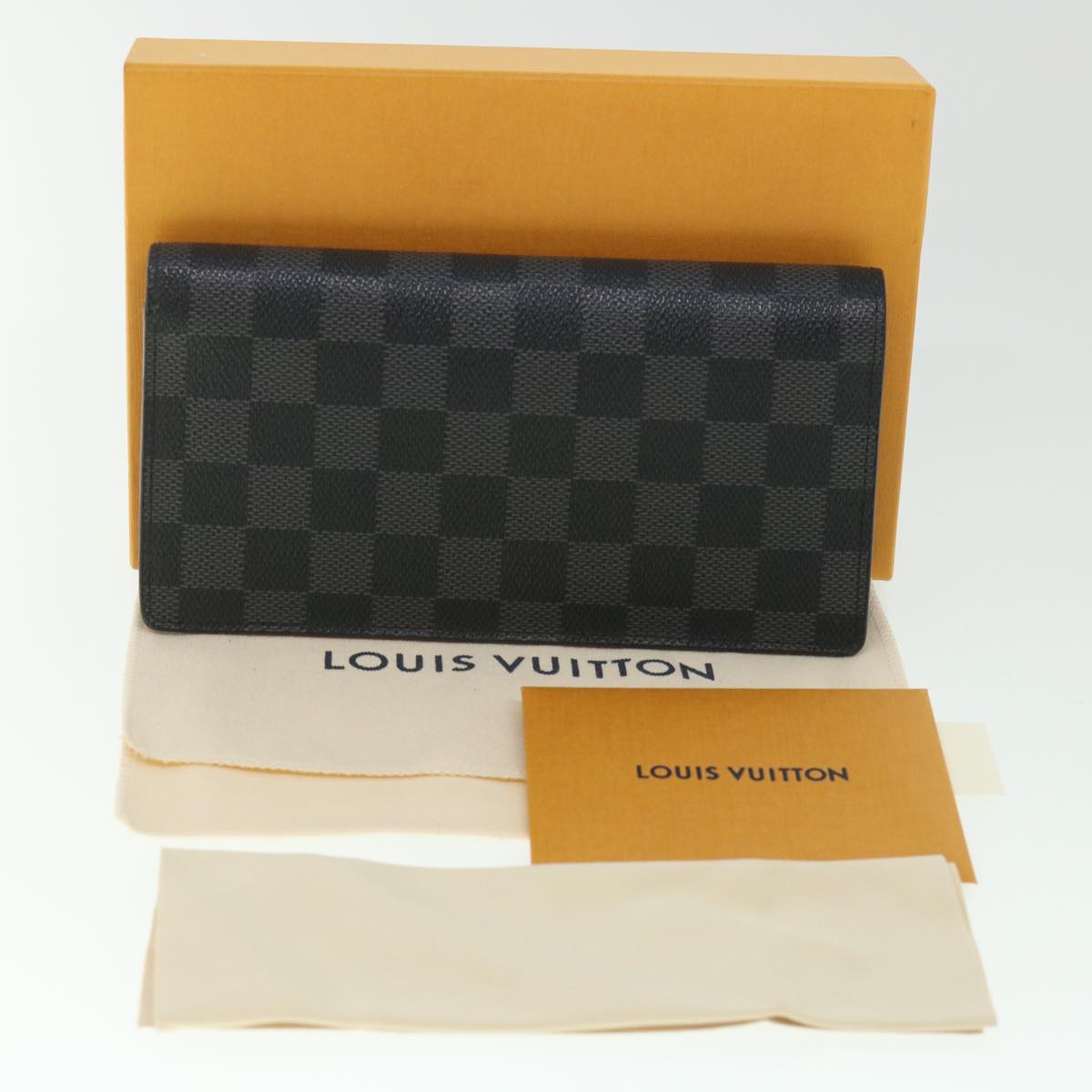 LOUIS VUITTON Damier Graphite Portefeuille Brazza Long Wallet N64430 Auth pt092