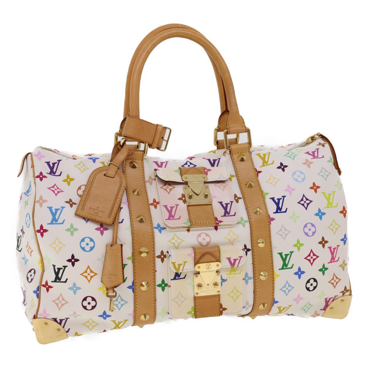 LOUIS VUITTON Monogram Multicolor Keepall 45 Boston Bag White M92641 LV am191bA