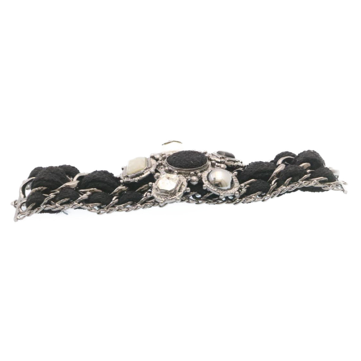 CHANEL Bangle Bracelet Metal Black CC Auth am1441sSA
