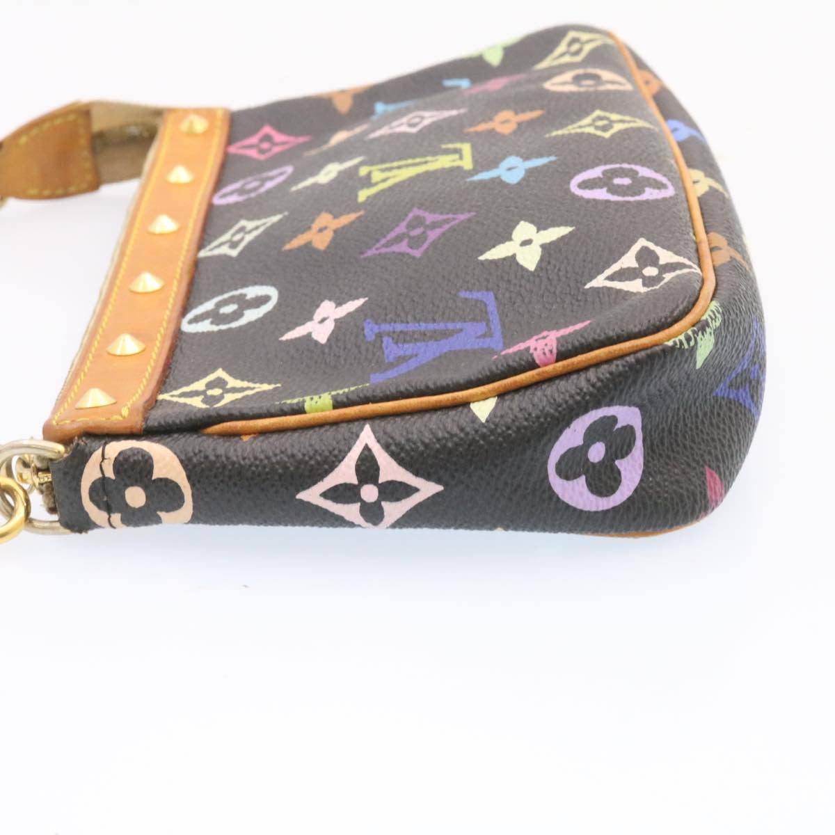 LOUIS VUITTON Multicolor Pochette Accessoires Pouch Black M92648 LV Auth 20741