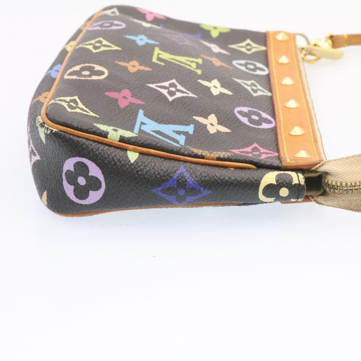 LOUIS VUITTON Multicolor Pochette Accessoires Pouch Black M92648 LV Auth 20741