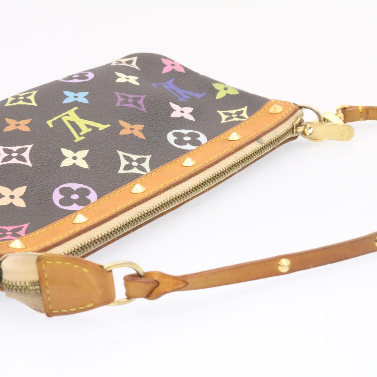 LOUIS VUITTON Multicolor Pochette Accessoires Pouch Black M92648 LV Auth 20741