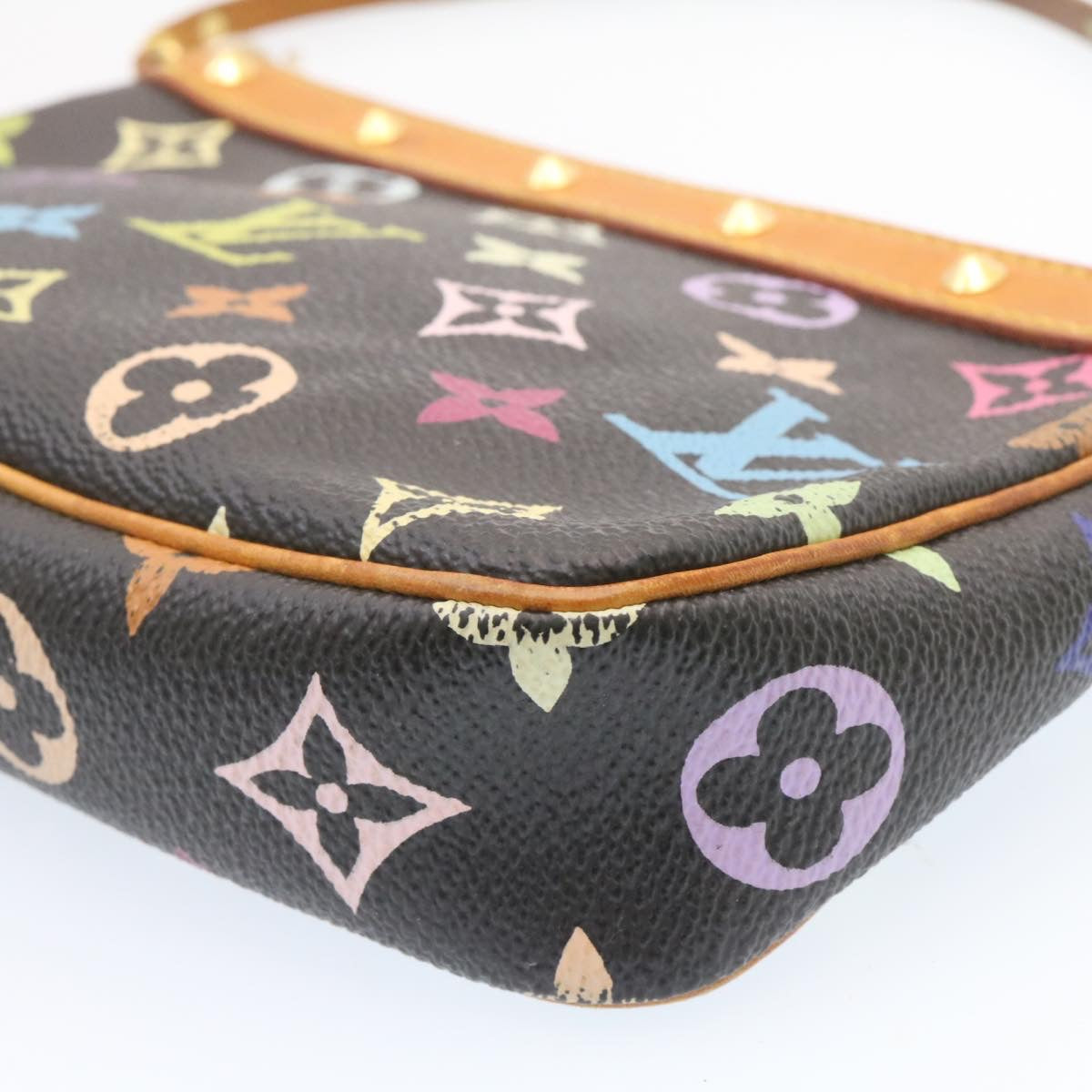 LOUIS VUITTON Multicolor Pochette Accessoires Pouch Black M92648 LV Auth 20741