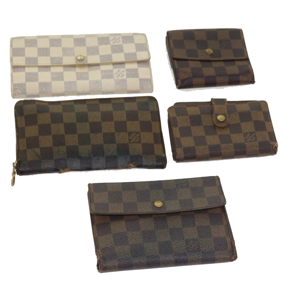 LOUIS VUITTON Damier Ebene Azur Wallet 5Set LV Auth ti466