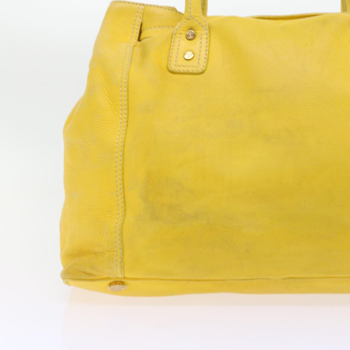 CELINE Shoulder Bag Leather Yellow Auth fm965