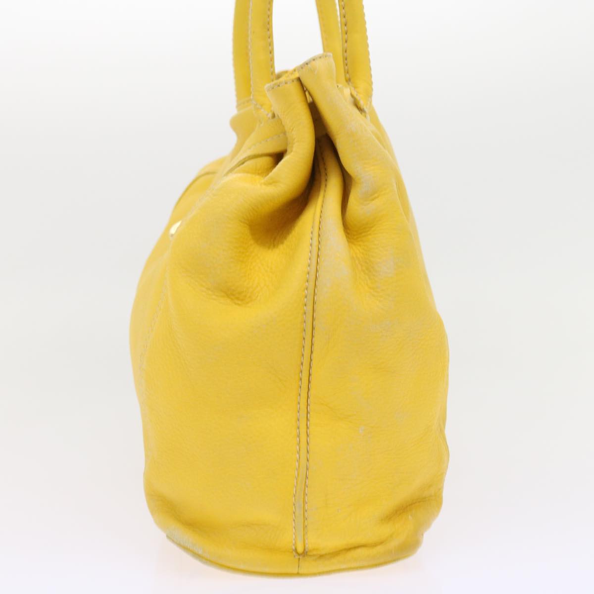 CELINE Shoulder Bag Leather Yellow Auth fm965