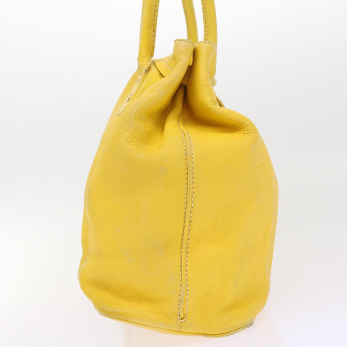 CELINE Shoulder Bag Leather Yellow Auth fm965