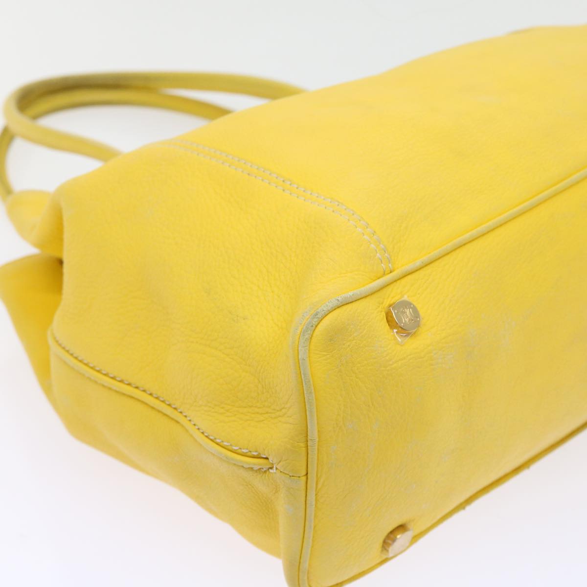 CELINE Shoulder Bag Leather Yellow Auth fm965