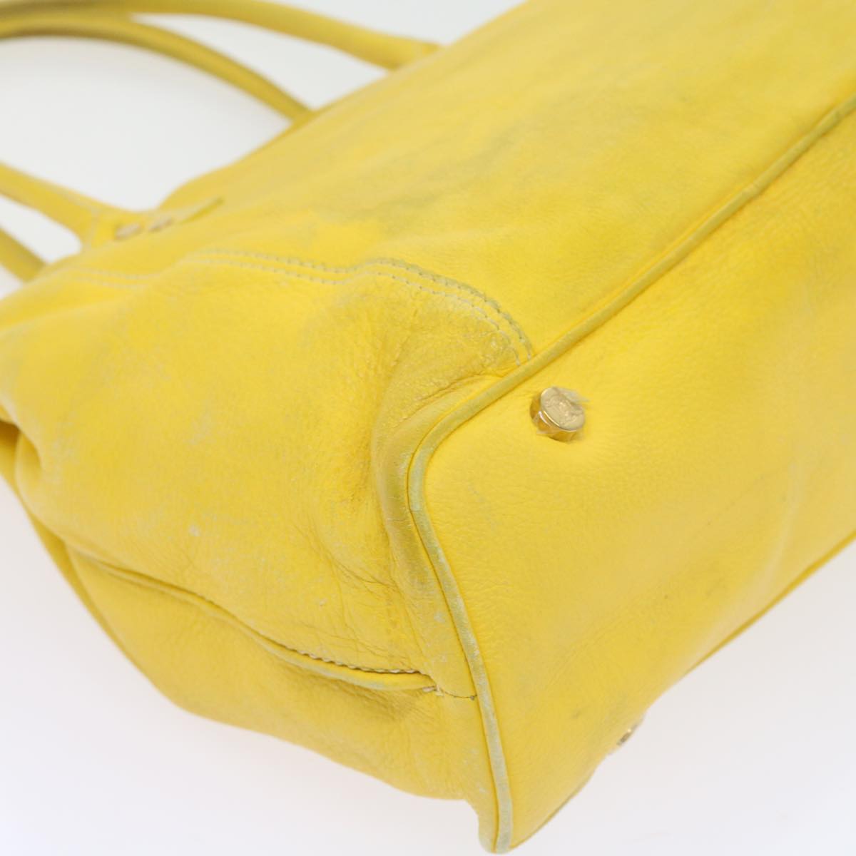 CELINE Shoulder Bag Leather Yellow Auth fm965