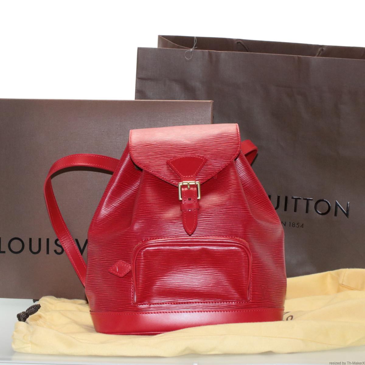 LOUIS VUITTON Epi Montsouris MM Backpack Red LV Auth am2389sA