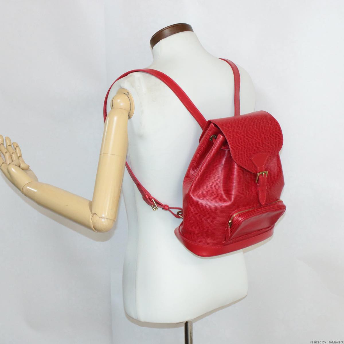 LOUIS VUITTON Epi Montsouris MM Backpack Red LV Auth am2389sA