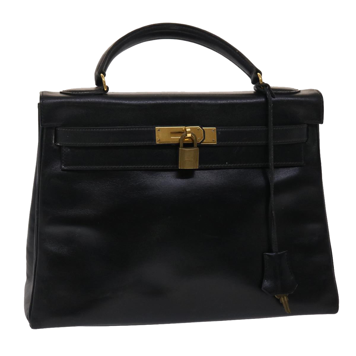 HERMES Kelly 32 Hand Bag Leather Black Auth ni110A