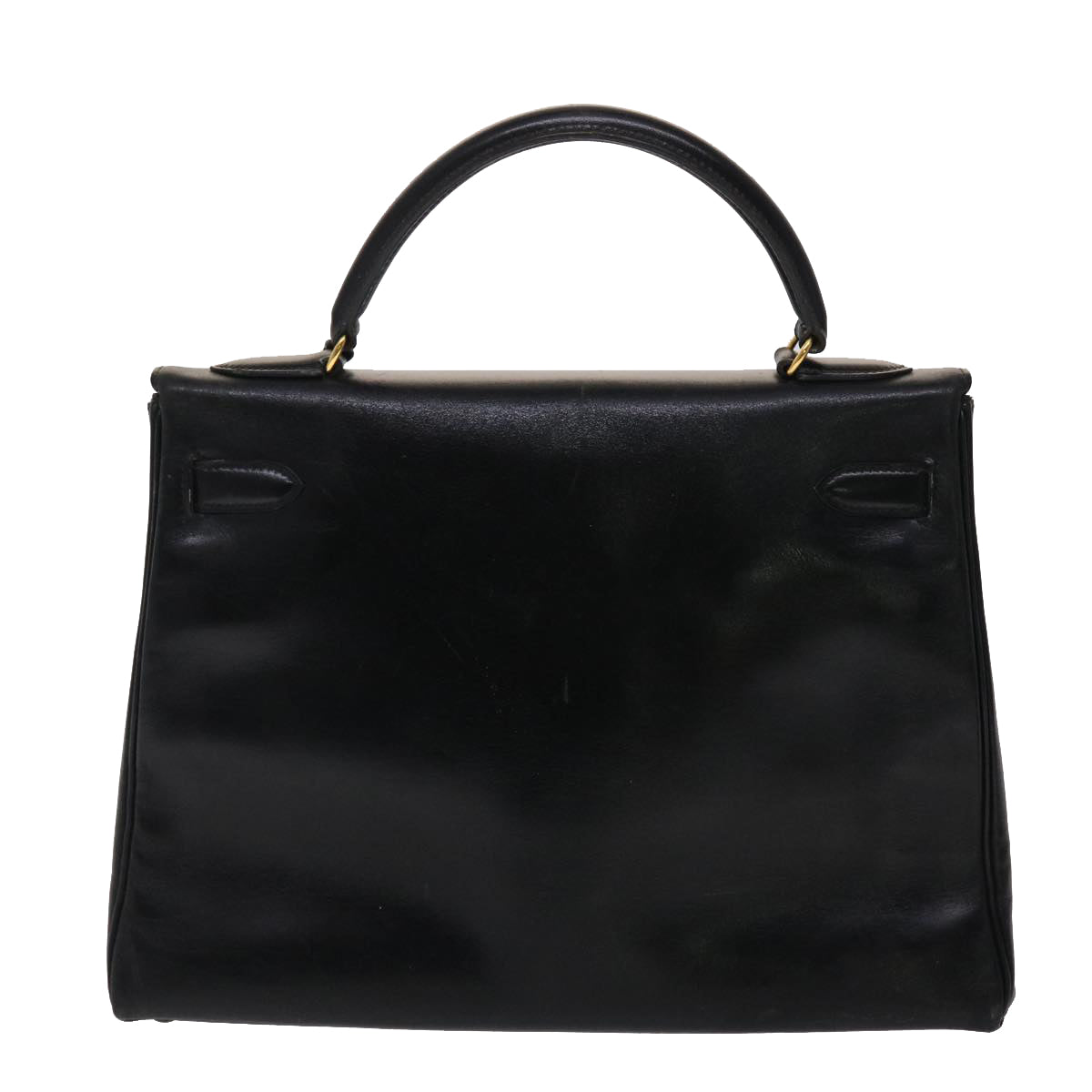 HERMES Kelly 32 Hand Bag Leather Black Auth ni110A