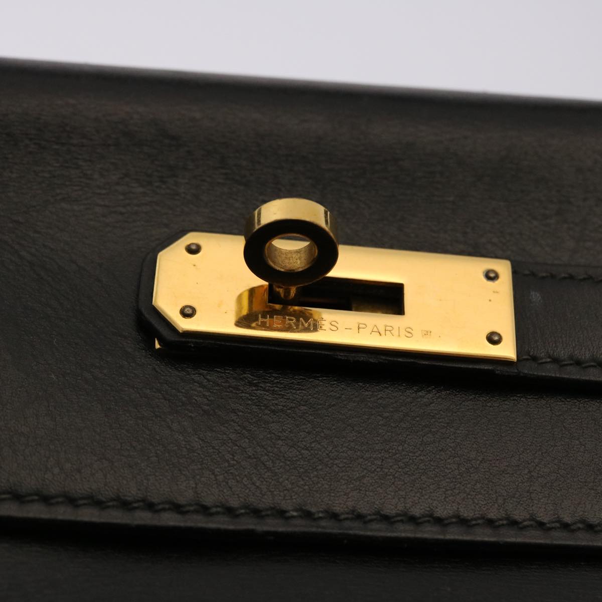 HERMES Kelly 32 Hand Bag Leather Black Auth ni110A