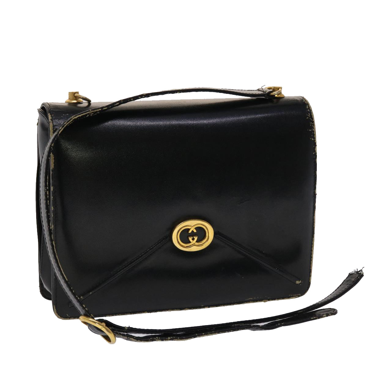 GUCCI Shoulder Bag Leather Black Auth bs2567