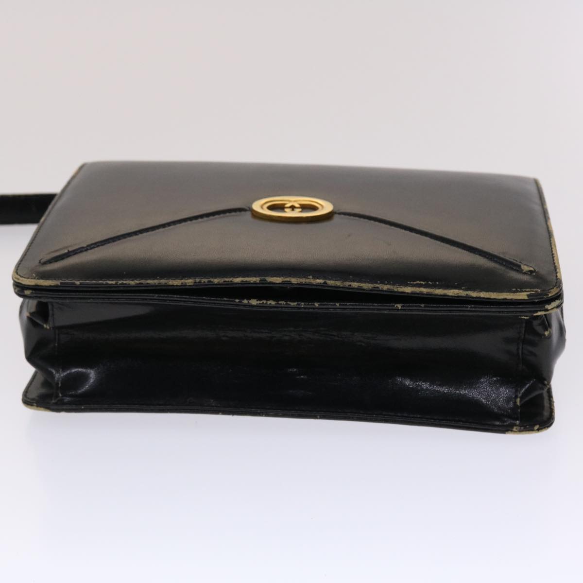 GUCCI Shoulder Bag Leather Black Auth bs2567