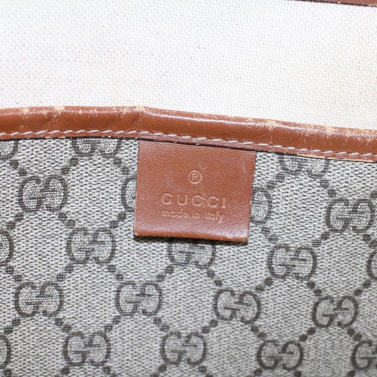 GUCCI GG Canvas Web Sherry Line Hand Bag PVC Leather Beige Red 211134 Auth 41684