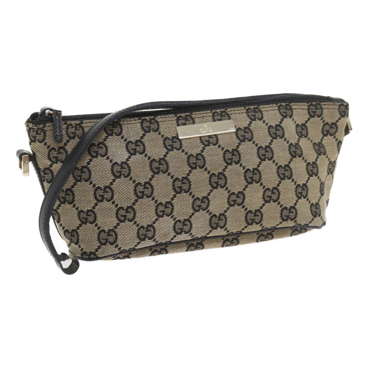 GUCCI GG Canvas Accessory Pouch Navy 039.1103 3903 Auth 45034