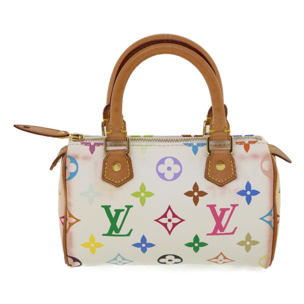 LOUIS VUITTON Monogram Multicolor Mini Speedy Hand Bag White M92645 Auth 25763