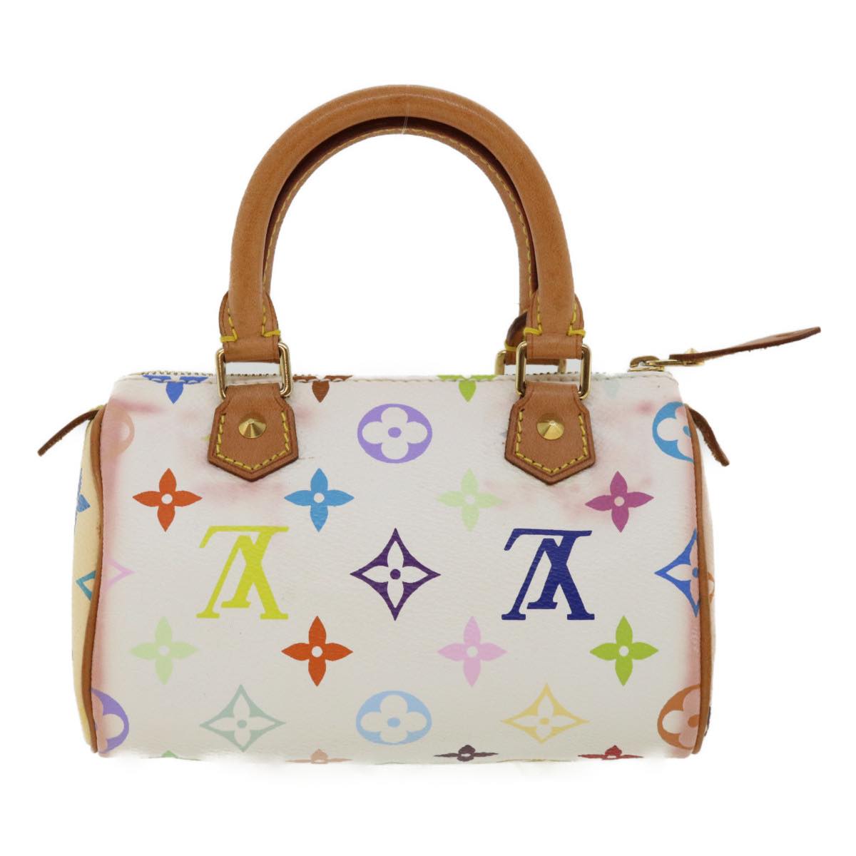 LOUIS VUITTON Monogram Multicolor Mini Speedy Hand Bag White M92645 Auth 25763