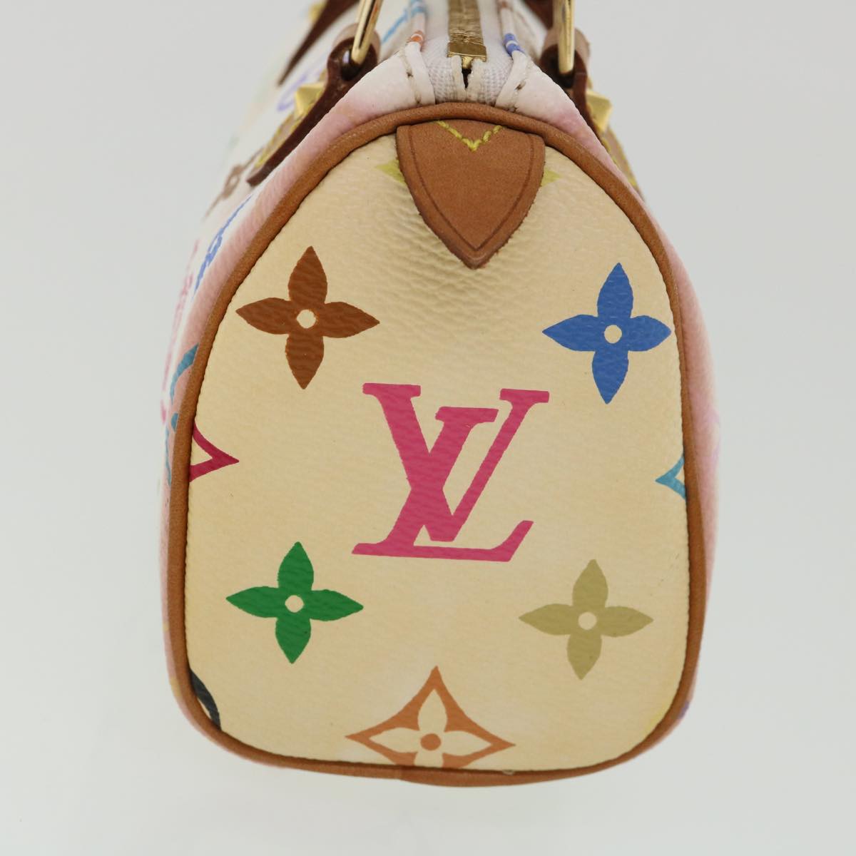 LOUIS VUITTON Monogram Multicolor Mini Speedy Hand Bag White M92645 Auth 25763